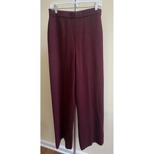 NEW  Beautiful Burgundy St John Knit Pull On Wide Leg Pants Size 8